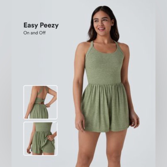 HALARA Pants - NWT Halara Pocket 2-in-1 Romper-Easy Peezy Edition Size XL Light Green